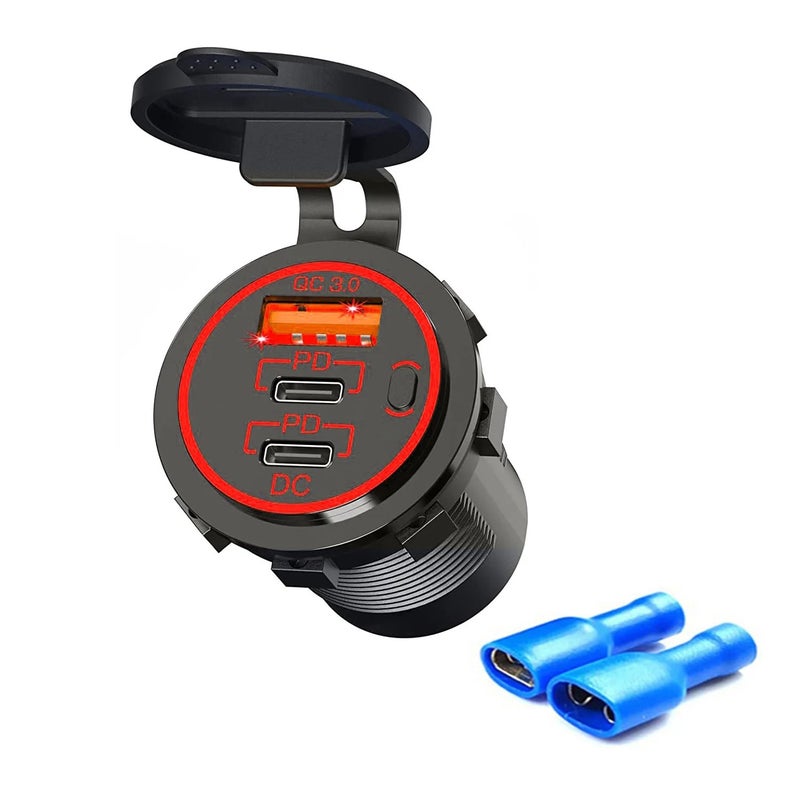 Bluejw Original Dual PD USB-C Fast Car Charger, QC3.0 Triple Power Outlet Cigarette Lighter Adapter, Automobile Chargers Electronic Accessories - Image 1